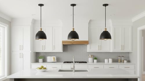 21601-11,Replacement Metal Shade for Pendant Light,Matte Black,7-7/8"W x 5-3/4"H,Center Hole 1-5/8"