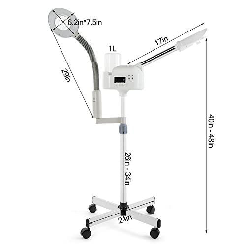 Professional Facial Steamer with 5X LED Magnifying Lamp 2 in 1