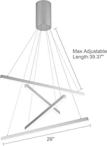 Modern 4 Light Dimmable LED Linear Chandelier Pendant Light