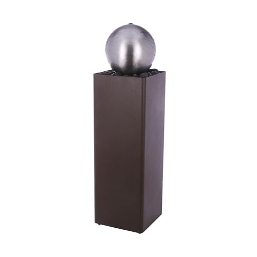 CPS188 Indoor Outdoor Modern Metal Orb Water Floor Fountain with River Rock Stone for Patio