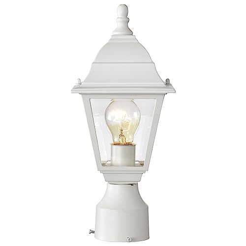 60/546, Outdoor Outdoor Post Lantern Light Fixture, White, Clear Glass