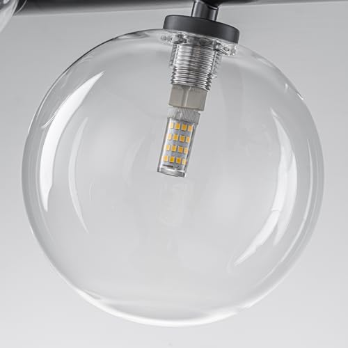 3 Light Semi Flush Mount Glass Ceiling Light Clear Globe