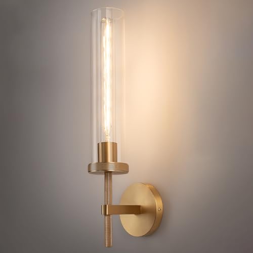 19.5" Knurled‑Craft Hardwired Brass Wall Sconce