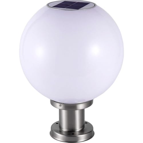Waterproof Pillar Lamp Soalr Post Cap Lamp White Ball Shape Solar Pillar Lights with Remote Control Acrylic Waterproof Post Lamp Round Ball LED Column Head Light for F