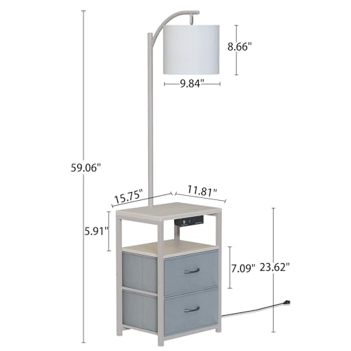 Floor Standing Lamp with Table & 2 Drawers