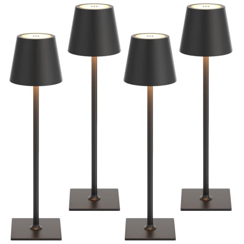 Cordless Rechargeable Table Lamp Black 5000mAh Battery Operated Lamps (4 Count)