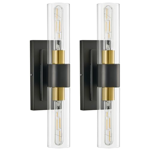 19" Black and Gold Wall Sconces Set of Two (2 Count)