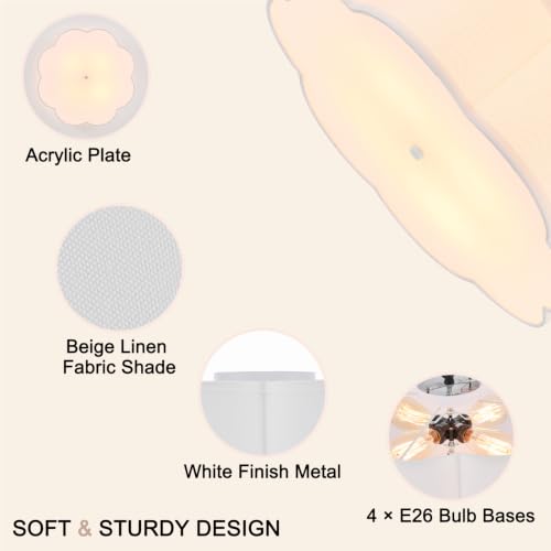 21.7" Large White Semi Flush Mount Ceiling Light