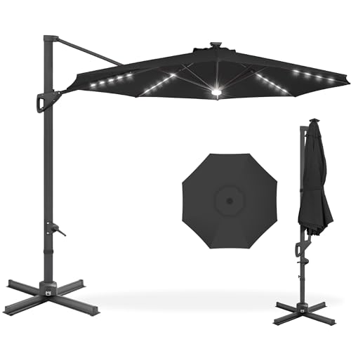 10ft Solar LED Cantilever Patio Umbrella