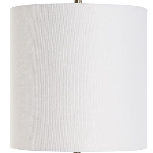 Arvia Antique Brass Modern Metal Buffet Table Lamp with White Linen Shade