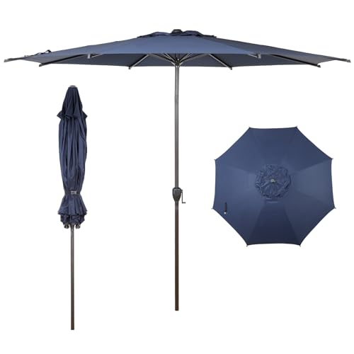 11FT Lyon Outdoor Patio Umbrella Outdoor Table Umbrella with Push Button Tilt and Crank Market Umbrella 8 Sturdy Ribs UV Protection Waterproof for Garden Deck Backyard Pool