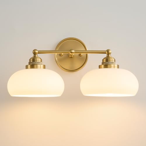 Vintage Milk Glass Wall Sconce (Antique Brass)