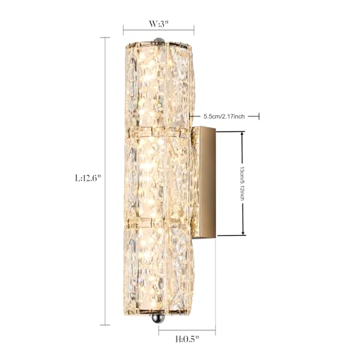 Crystal Wall Sconces 3"x12.6" Modern LED Chrome Wall Light