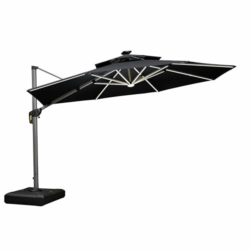 Cantilever Umbrella 12ft Solar LED Light Double Top (12 Feet)