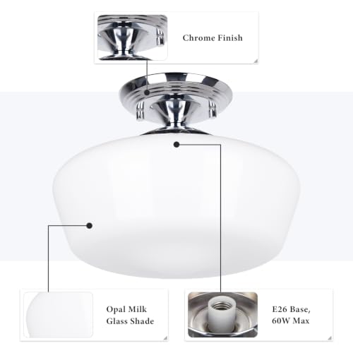 Schoolhouse Style Semi Flush Mount Ceiling Light Fixture