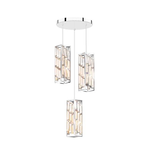 Modern 3 Light Crystal Pendant Light Fixture Kitchen Island