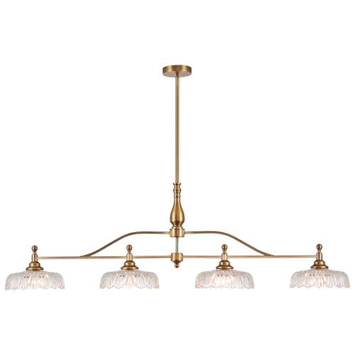 Chandeliers Light Pendant Light Fixture Vintage Pendant Lighting Fixtures 4 Lights Chandelier Matte Brass Hanging Light Kitchen Glass Pendant Lights for Island Dining Room Living Room
