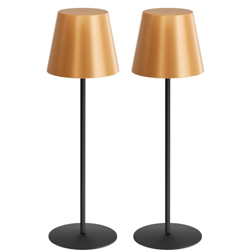 2 Pack Cordless Table Lamp Rechargeable 5000mAH Battery Operated Lights Touch Control LED Portable Desk Lamps 3 Color Dimming for Outdoor Coffee Bedroom Kitchen (2 Count)