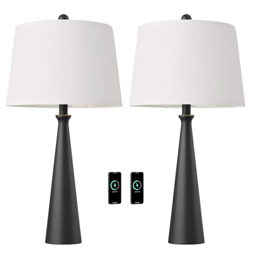 Modern Metal Table Lamp for Bedroom Set of 2