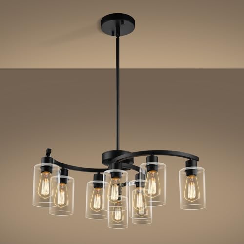 9 Light Black Modern Chandeliers for Dining Room