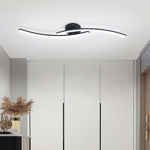 Modern LED Ceiling Light 22W Black Linear Ceiling Lights Fixture 6000K Aluminum 31.4Inch Long Flush Mount Ceiling Light Fixture Lamp for Bedroom Hallway Kitchen Bathroom