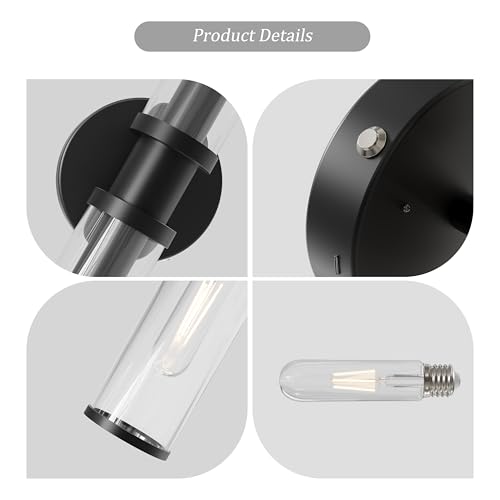Black Wireless Battery Operated Wall Sconces with Remote Control