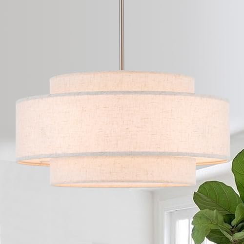 19.7" Modern Linen Drum Chandelier