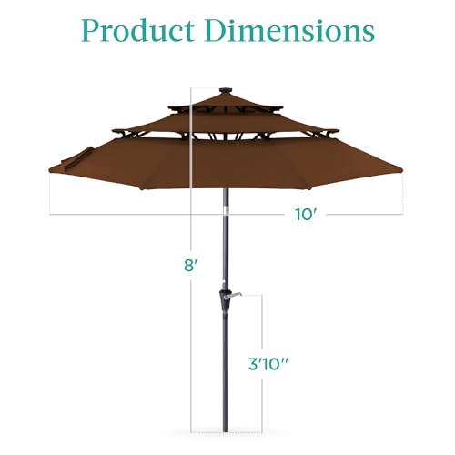 10ft 3 Tier Solar Patio Umbrella