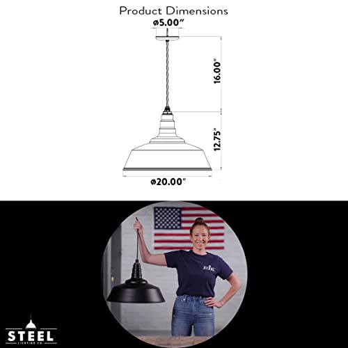 Industrial Pendant Light 20 Inch Extra Large Steel Warehouse