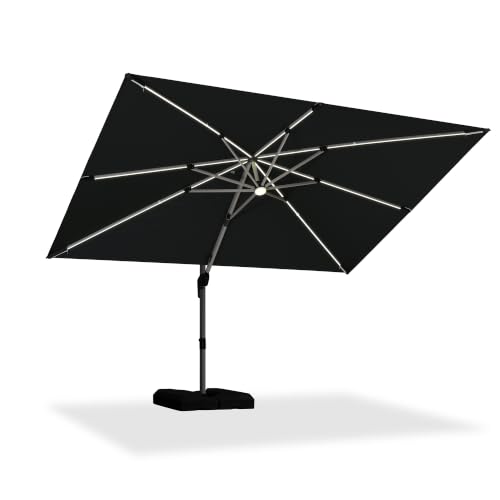 Cantilever Umbrella 9' X 12' Solar LED Light Patio Deck