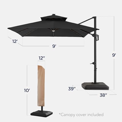 9x12ft LED Cantilever Patio Umbrella w