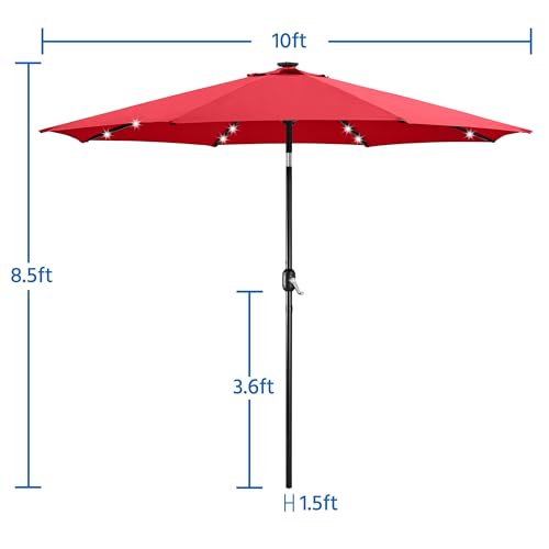 10FT Solar Patio Umbrella w