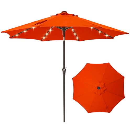 9' Patio Umbrella with solar lights umbrella outdoor patio Orange