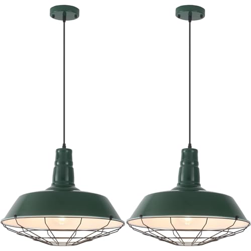 Green Industrial Pendant Lights Kitchen Island (2 Count)