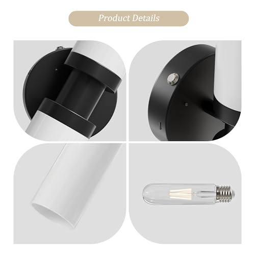 Black Wireless Battery Operated Wall Sconce with Remote Control (2 Count)