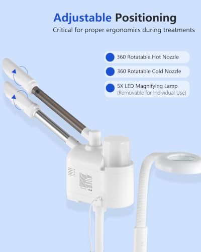 Professional Facial Steamer with 5X LED Magnifying Lamp 3 in 1