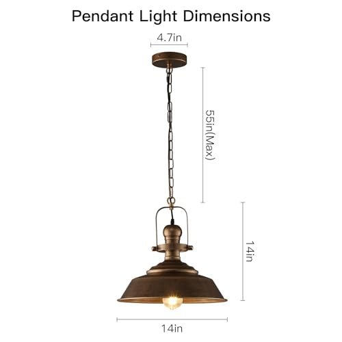 14.2" Farmhouse Pendant Light for Kitchen Island