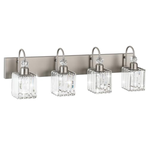 Crystal Brushed Nickel Vanity Light for Bathroom 4
