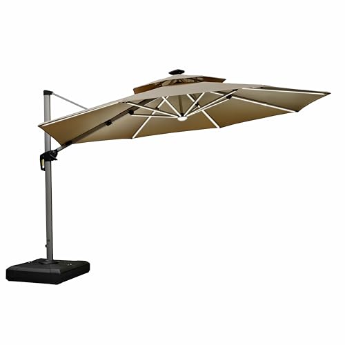 Cantilever Umbrella 12ft Solar LED Light Double Top (12 Feet)