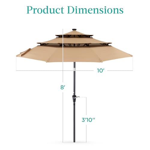 10ft 3 Tier Solar Patio Umbrella