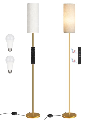 Set of 2 Dimmable Floor Lamps for Living Room with 2 Remotes and Foot Switch (2 Count)