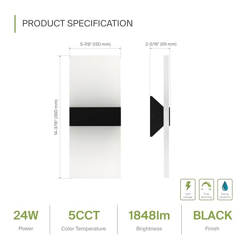 14 Inch Indoor LED Wall Sconce (2 Count)