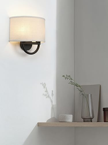 Industrial 2 Lights Wall Sconce Fixtures with Linen Fabric Shade
