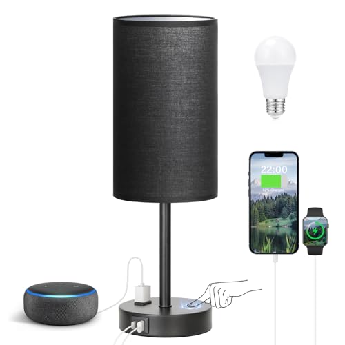 17.4" Black Lamp for Bedroom