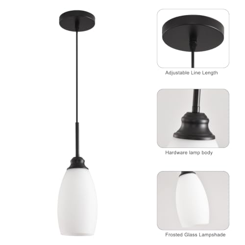 3 Lights Industrial Pendant Light with Glass Shade Matte Black Pendant Lighting Adjustable Industrial Retro Style Hanging Light