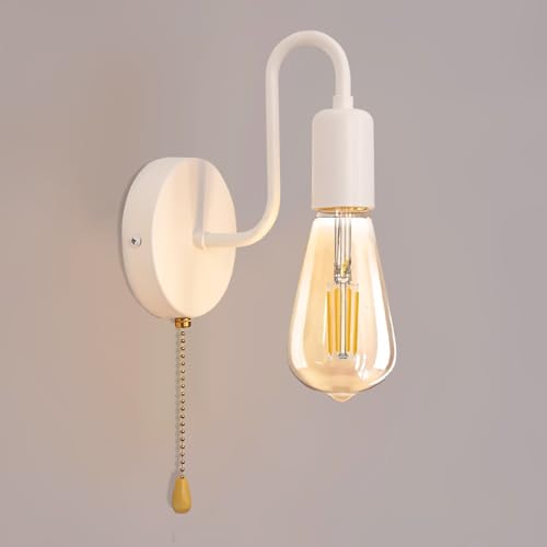 Hardwired Pull Chain Wall Sconce White