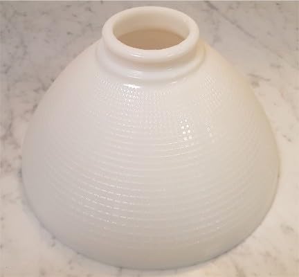 8 Inch Diameter I.E.S Style White Opal Glass Reflector Shade with Waffle Style Pattern