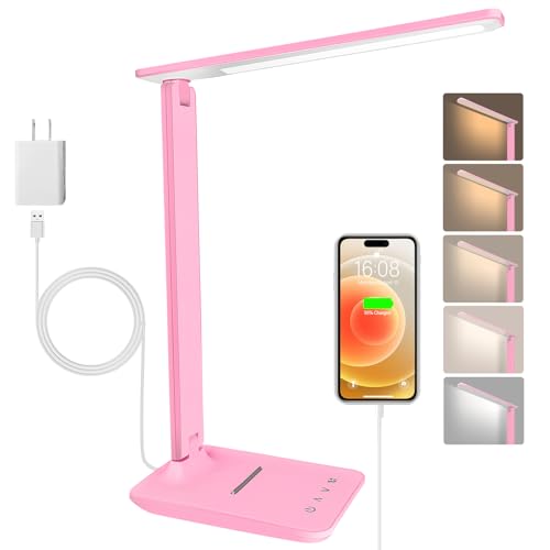 LED Desk Lamp Dimmable Table Lamp Reading Lamp with USB Charging Port