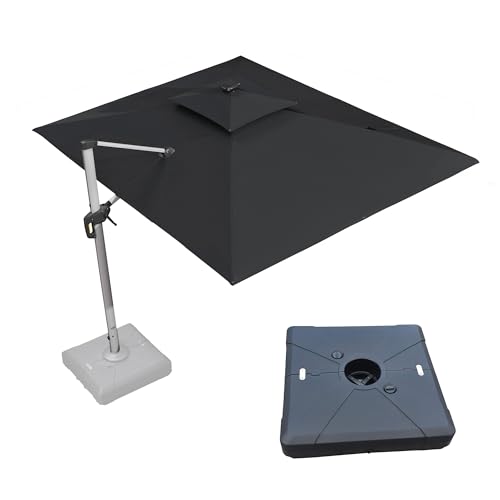 Patio Umbrella with Base 9'X12' Double Top LED Light