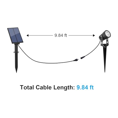 Metal Solar Spot Lights Outdoor with 9.8ft Cable Solar Powered Landscape Lighting Low Voltage IP65 Waterproof Auto On